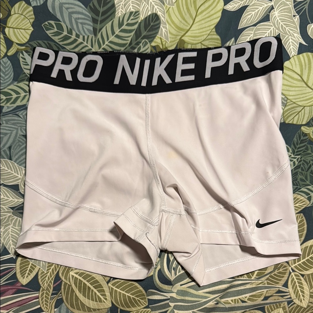 Nike White Bike Shorts Compression Fit